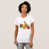 顔のあるカートゥーン食品の女性用Tシャツ Tシャツ (正面フル)
