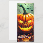 顔のある怖いオレンジ色のかぼちゃ、ハロウィン (正面/裏面)