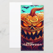 顔のある怖いオレンジ色のかぼちゃ、ハロウィン (正面/裏面)