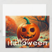 顔のある怖いオレンジ色のかぼちゃ、ハロウィン (正面/裏面)
