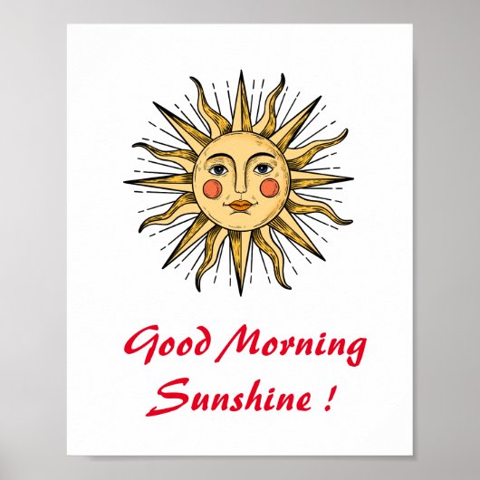 顔のある黄色い太陽 (Good Morning Sunshine) ポスター (正面)