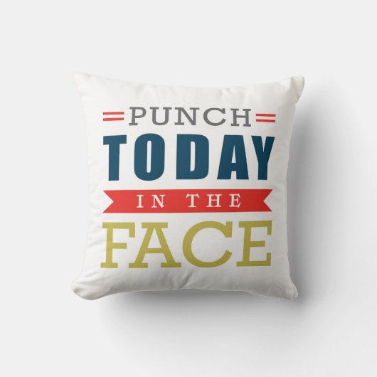 顔のおもしろいでやる気を起こさせるなタイプの今日穿孔器 クッション (正面)