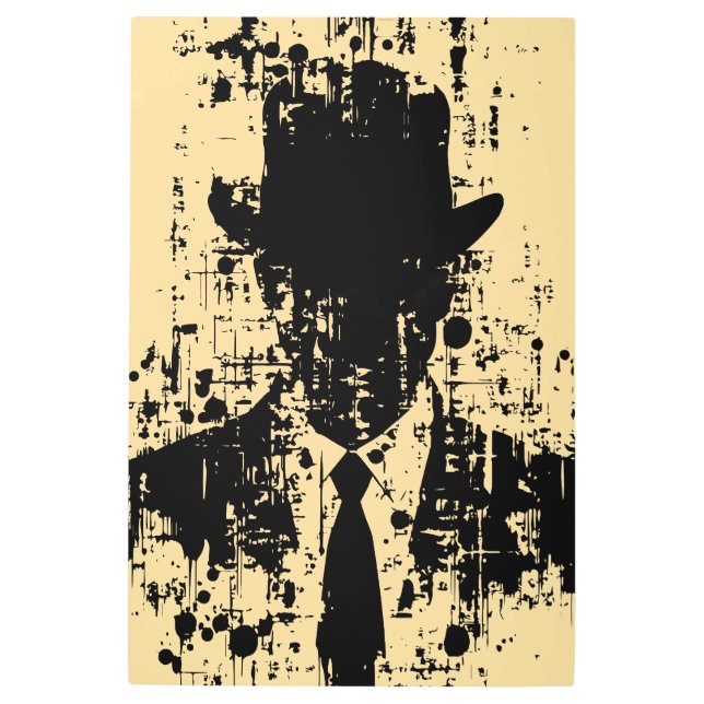 顔のない紳士：抽象的な優雅さ メタルプリント (正面)