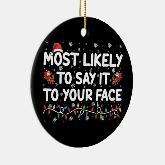 顔のクリスマスに言う可能性がおもしろい高い セラミックオーナメント (右)