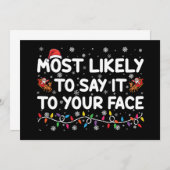 顔のクリスマスに言う可能性がおもしろい高い 招待状 (正面/裏面)