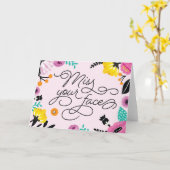 顔のグリーテ恋しく思ィングカード カード (黄色い花)