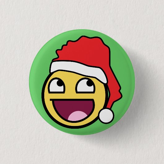 顔のサンタ素晴らしいボタン 缶バッジ (正面)