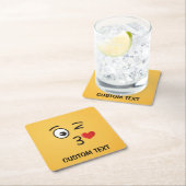 顔のスローキス スクエアペーパーコースター (インサイチュ)