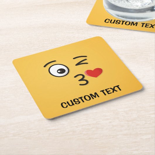 顔のスローキス スクエアペーパーコースター (アングル)