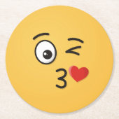 顔のスローキス ラウンドペーパーコースター (正面)