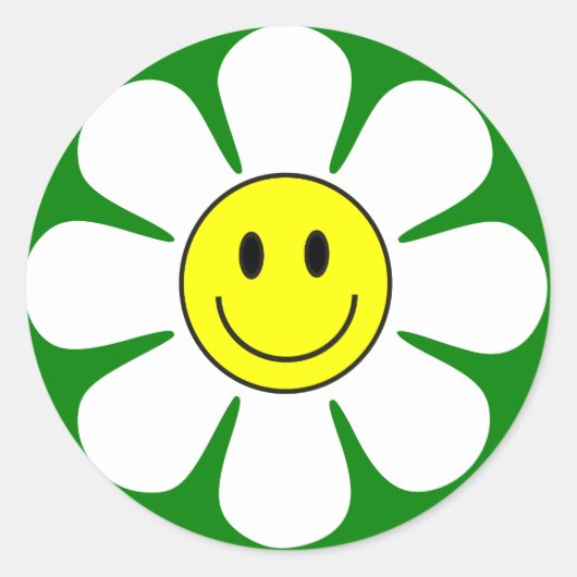 顔のデイジーのステッカー ラウンドシール (正面)