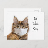 顔の仮面、メインあらいぐま猫が元気に ポストカード (正面/裏面)