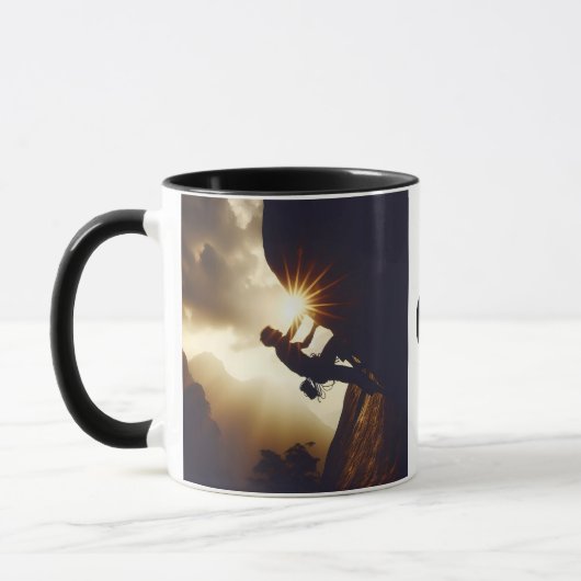 顔の困難は勇気を出して成功後を追する マグカップ (左)