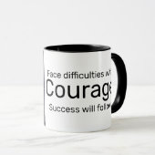 顔の困難は勇気を出して成功後を追する マグカップ (正面右)