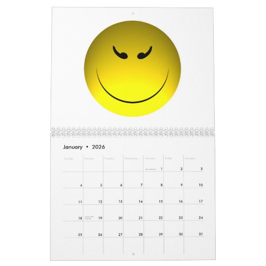 顔の年 カレンダー (1月 2026)