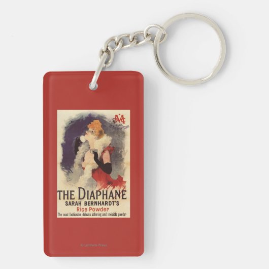 顔の広告宣伝ポスターを粉にしているLaのDiaphaneの女性 キーホルダー (裏面)