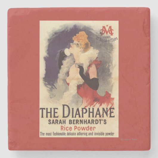 顔の広告宣伝ポスターを粉にしているLaのDiaphaneの女性 ストーンコースター (正面)