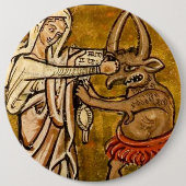 顔の悪魔を打っている賛美された聖母マリア 缶バッジ (正面)