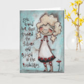 顔の未来 – 誕生日カード カード (黄色い花)