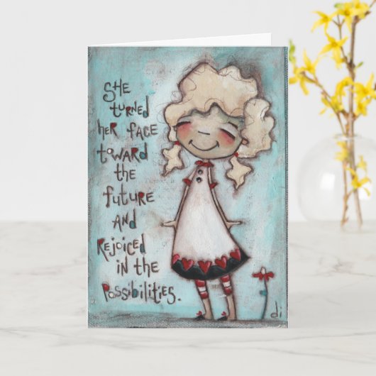 顔の未来 – 誕生日カード カード (黄色い花)