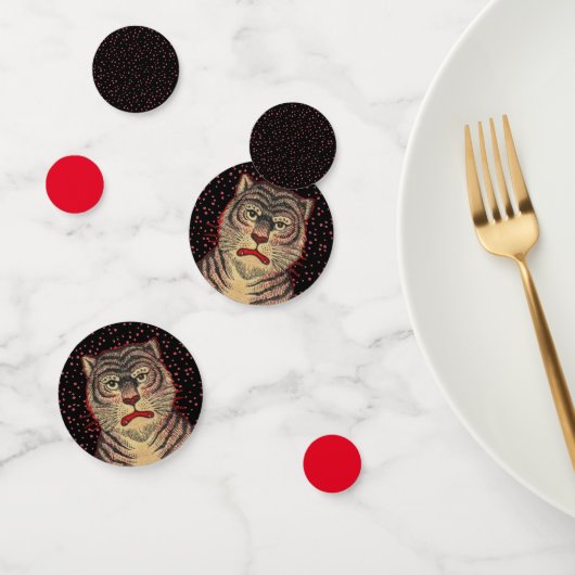 顔の激しいアジアタイガーレッド水玉模様ブラック コンフェッティ (グループ)