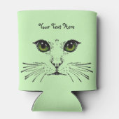 顔の猫の強烈な目ひげライトグリーン 缶クーラー (裏面)