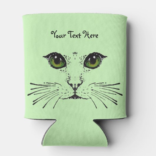 顔の猫の強烈な目ひげライトグリーン 缶クーラー (裏面)