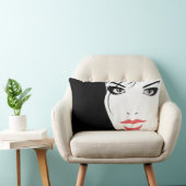 顔の白黒女性 ランバークッション (椅子)