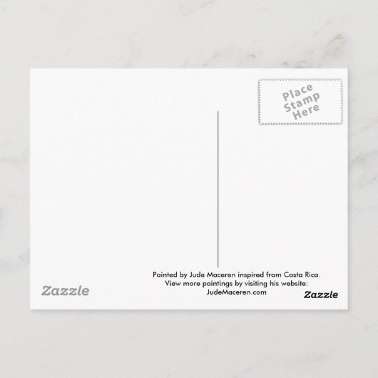 顔の絵画の郵便はがきのハチドリのハイビスカス ポストカード (裏面)