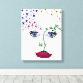 顔の自然抽象芸術女の子顔 キャンバスプリント (インサイチュ (ウッドフロア))