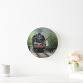 顔の蒸気の列車のイメージの柱時計 ラウンド壁時計 (ホーム)