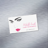 顔の長いラッシュピンクの唇Lash Extensions マグネット名刺 (インサイチュ)