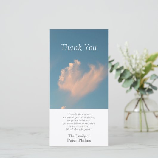 顔の雲3の悔やみや弔慰は写真カード感謝していしています サンキューカード (スタンド正面)