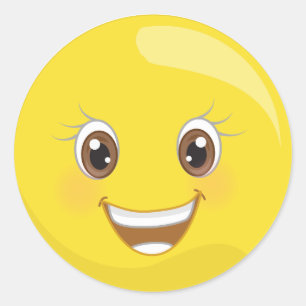 顔のEmojiの幸せなステッカー ラウンドシール