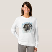 顔のKeeshondのTシャツの雪 Tシャツ (正面フル)