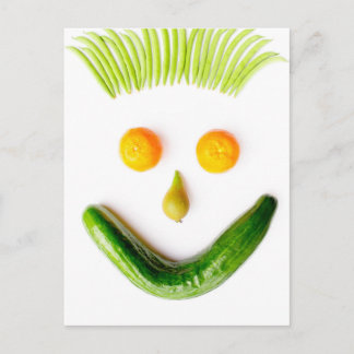 顔は白で果物と野菜でできている。 JPG ポストカード