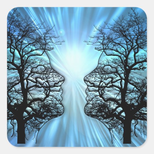 顔は脳の神経に似ている スクエアシール (正面)