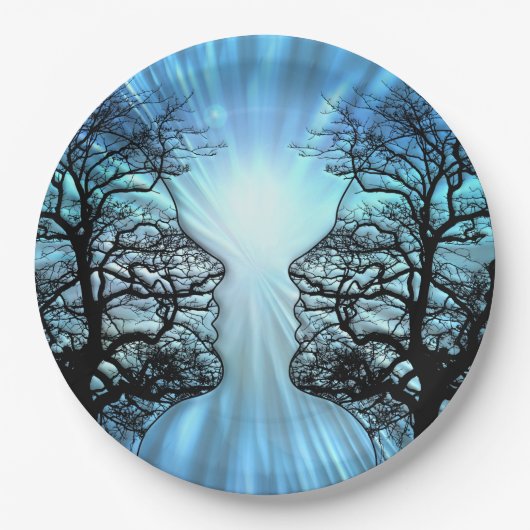 顔は脳の神経に似ている ペーパープレート (正面)