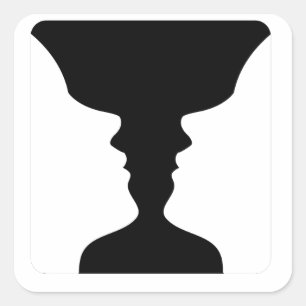 顔または花瓶 – 花瓶のような2つの顔の錯覚 スクエアシール