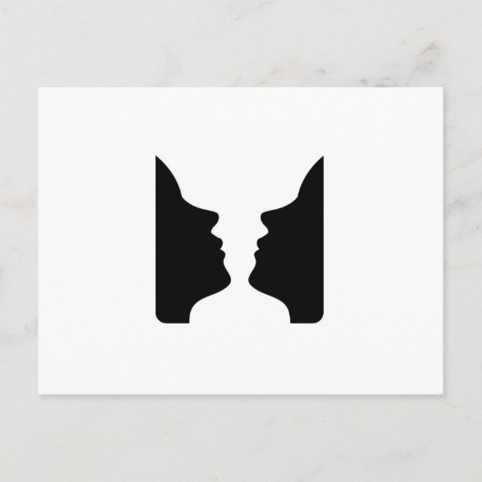 顔または花瓶 – 花瓶のような2つの顔の錯覚 ポストカード (正面)