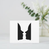 顔または花瓶 – 花瓶のような2つの顔の錯覚 ポストカード (スタンド正面)