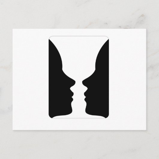 顔または花瓶 – 花瓶のような2つの顔の錯覚 ポストカード (正面)