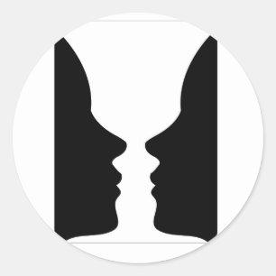 顔または花瓶 – 花瓶のような2つの顔の錯覚 ラウンドシール