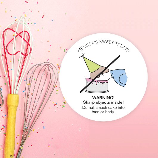 顔や体ケーキを粉々に警告しない ラウンドシール
