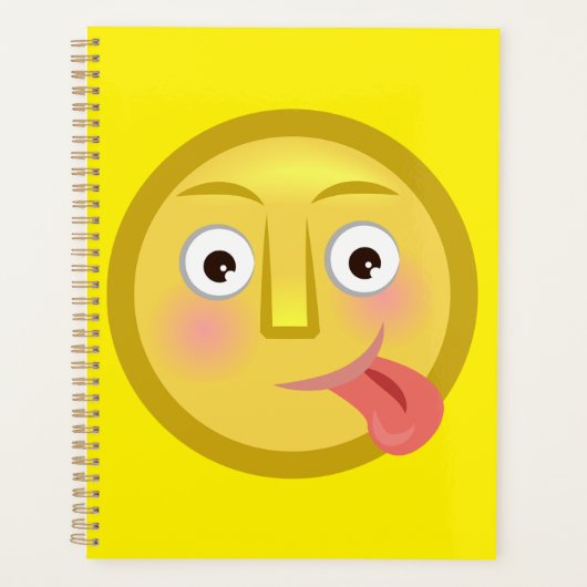顔を出した舌の絵文字 楽しいおちゃめな顔 プランナー手帳 (正面)