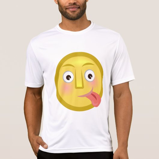顔を出した舌の絵文字 楽しいおちゃめな顔 Tシャツ (正面)