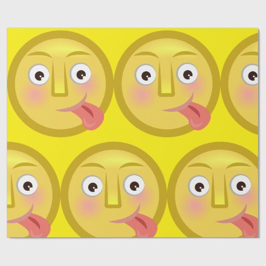 顔を出す絵文字 面白いおちゃめな顔 ラッピングペーパー (フラット)