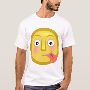 顔を出す絵文字 面白いおちゃめな顔 Tシャツ