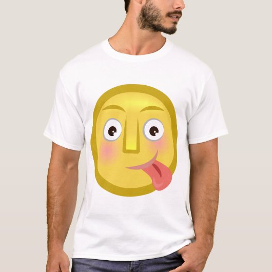 顔を出す絵文字 面白いおちゃめな顔 Tシャツ (正面)