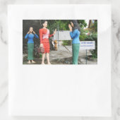 顔を引っ張る 長方形シール (バッグ)